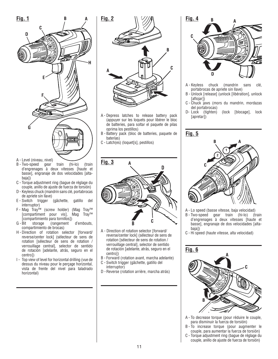 Fig. 1, Fig. 2, Fig. 3 | Fig. 4, Fig. 5, Fig. 6 | Ryobi P202B User Manual | Page 29 / 32