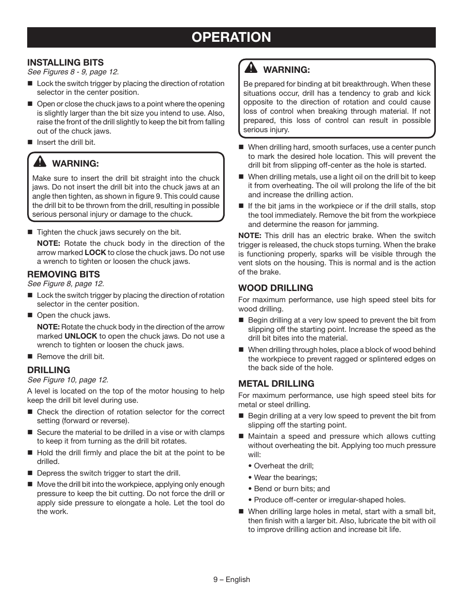 Operation | Ryobi P202B User Manual | Page 9 / 32