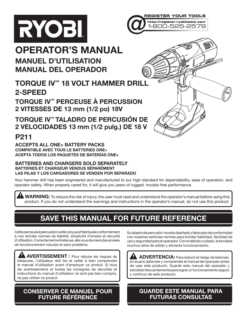 Ryobi P211 User Manual | 40 pages