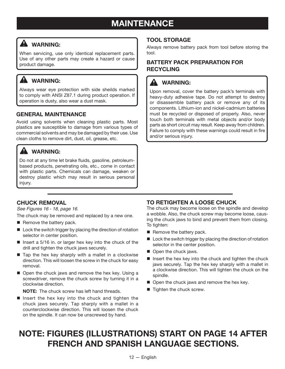 Maintenance | Ryobi P211 User Manual | Page 12 / 40