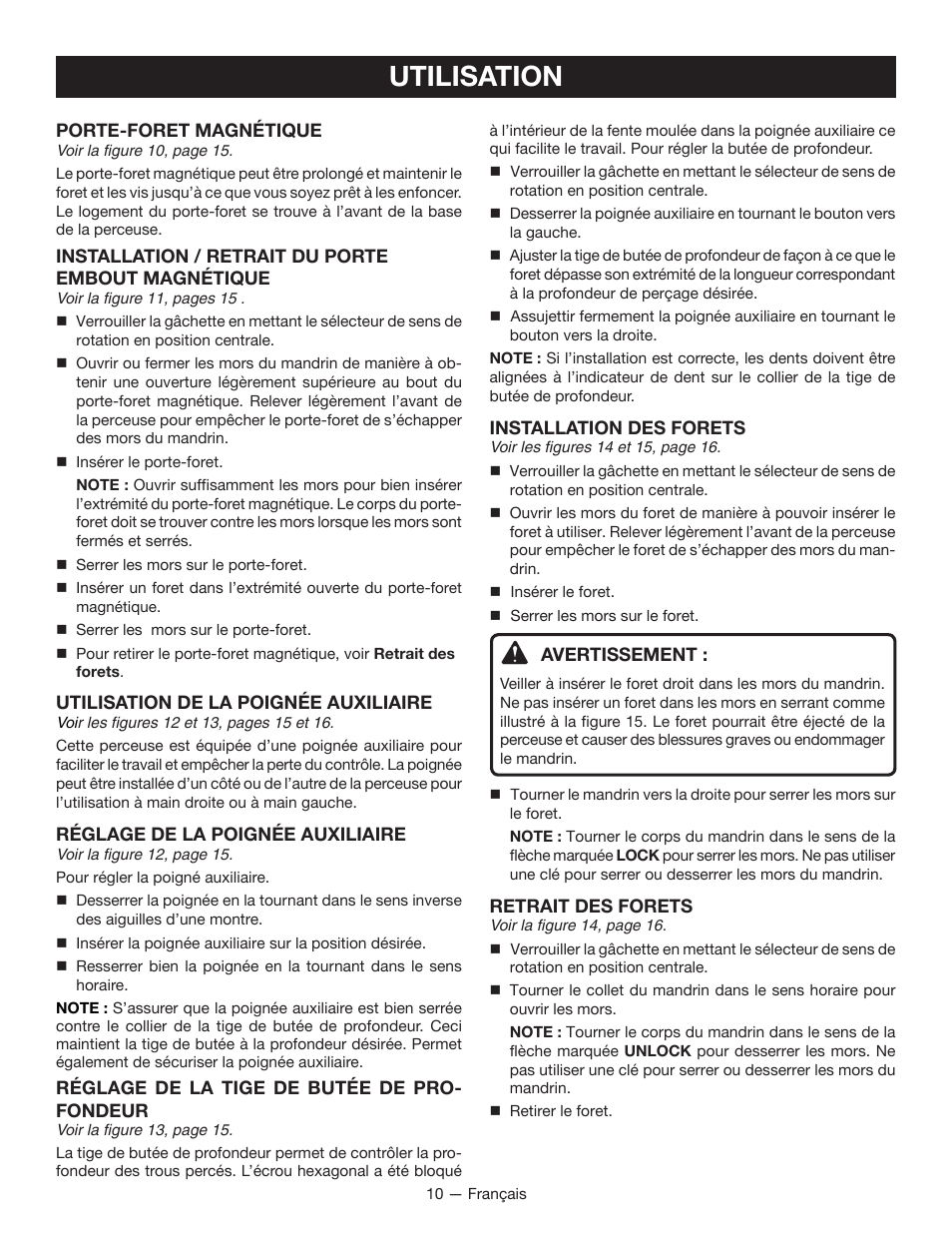 Utilisation | Ryobi P211 User Manual | Page 21 / 40