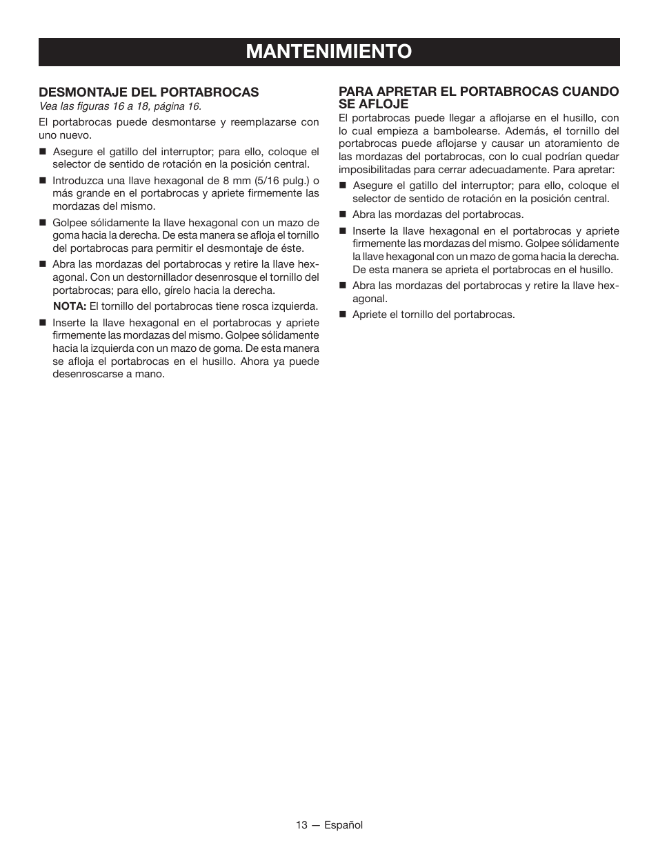 Mantenimiento | Ryobi P211 User Manual | Page 35 / 40