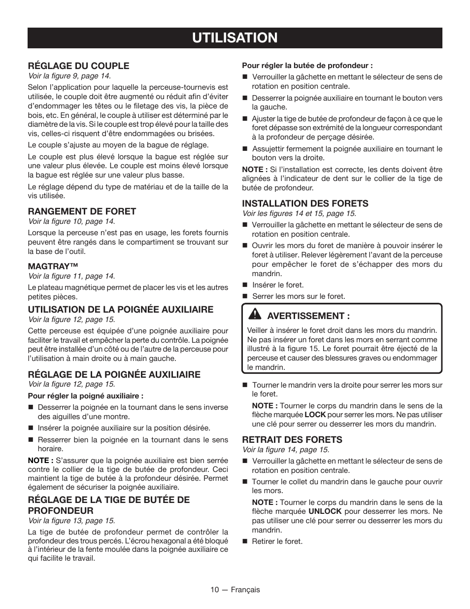 Utilisation | Ryobi P212B User Manual | Page 21 / 40