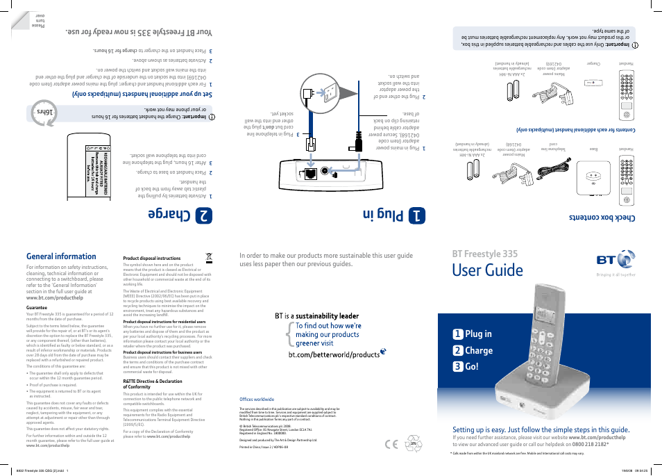 BT Freestyle 335 User Manual | 2 pages