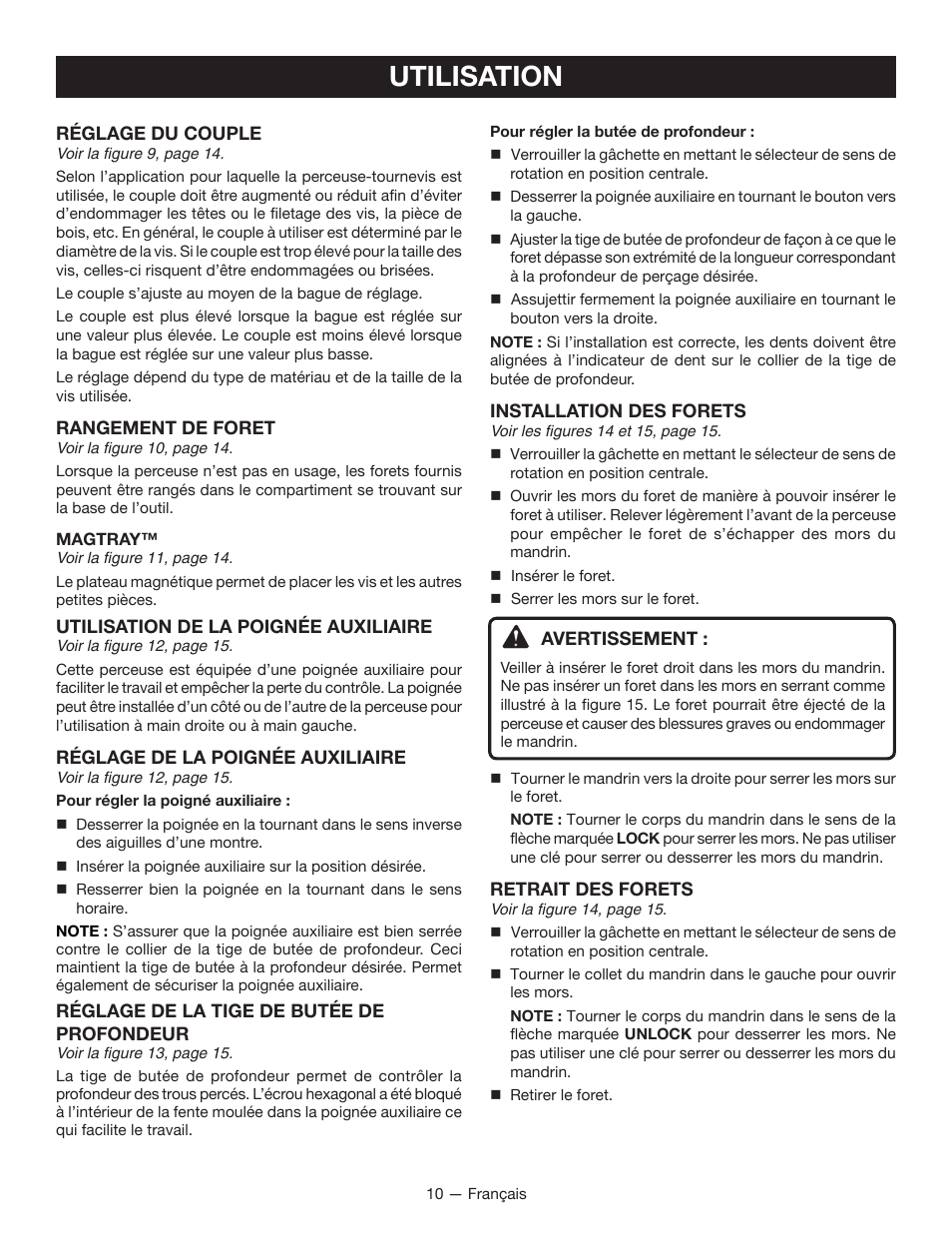 Utilisation | Ryobi P212G User Manual | Page 21 / 40