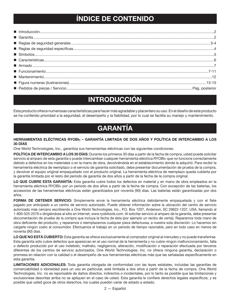 Ryobi P212G User Manual | Page 24 / 40