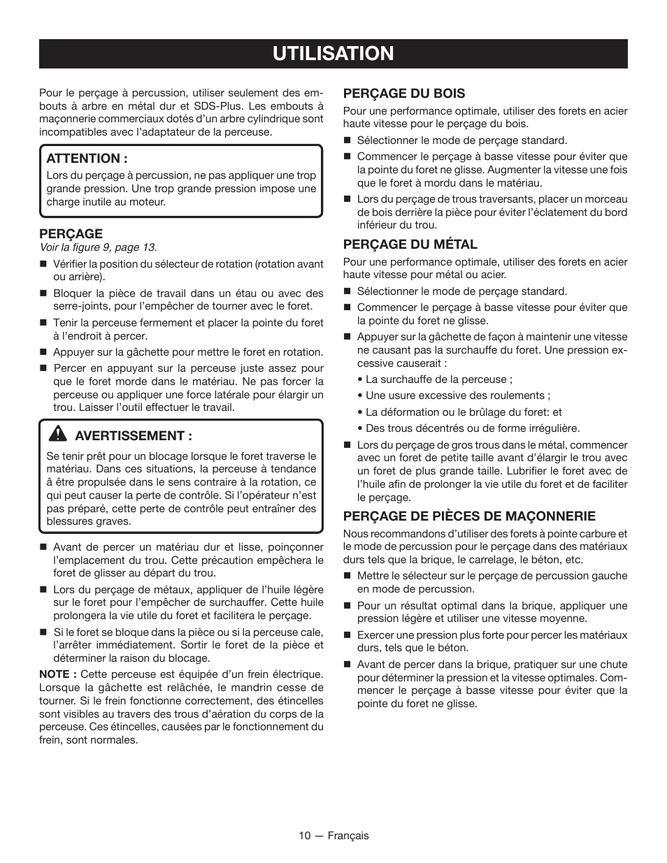 Utilisation | Ryobi P221 User Manual | Page 20 / 36