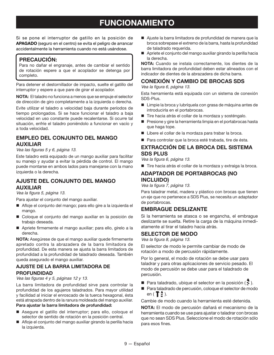 Funcionamiento | Ryobi P221 User Manual | Page 29 / 36