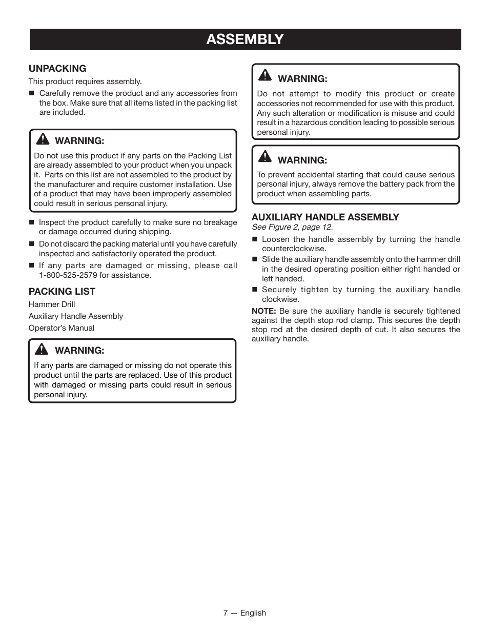 Assembly | Ryobi P221 User Manual | Page 7 / 36