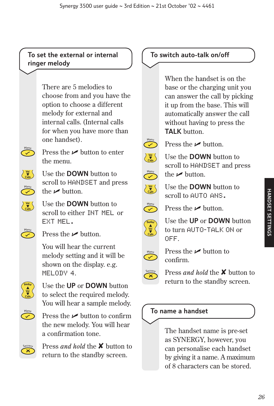 Button to return to the standby screen | BT Synergy 3500 User Manual | Page 29 / 70