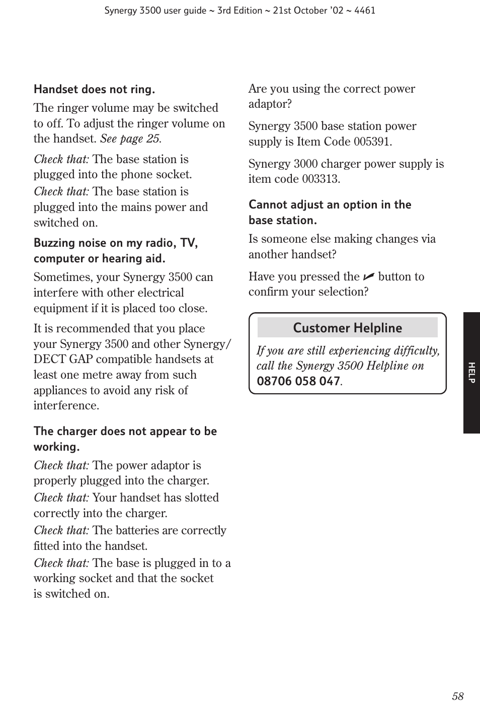 BT Synergy 3500 User Manual | Page 61 / 70