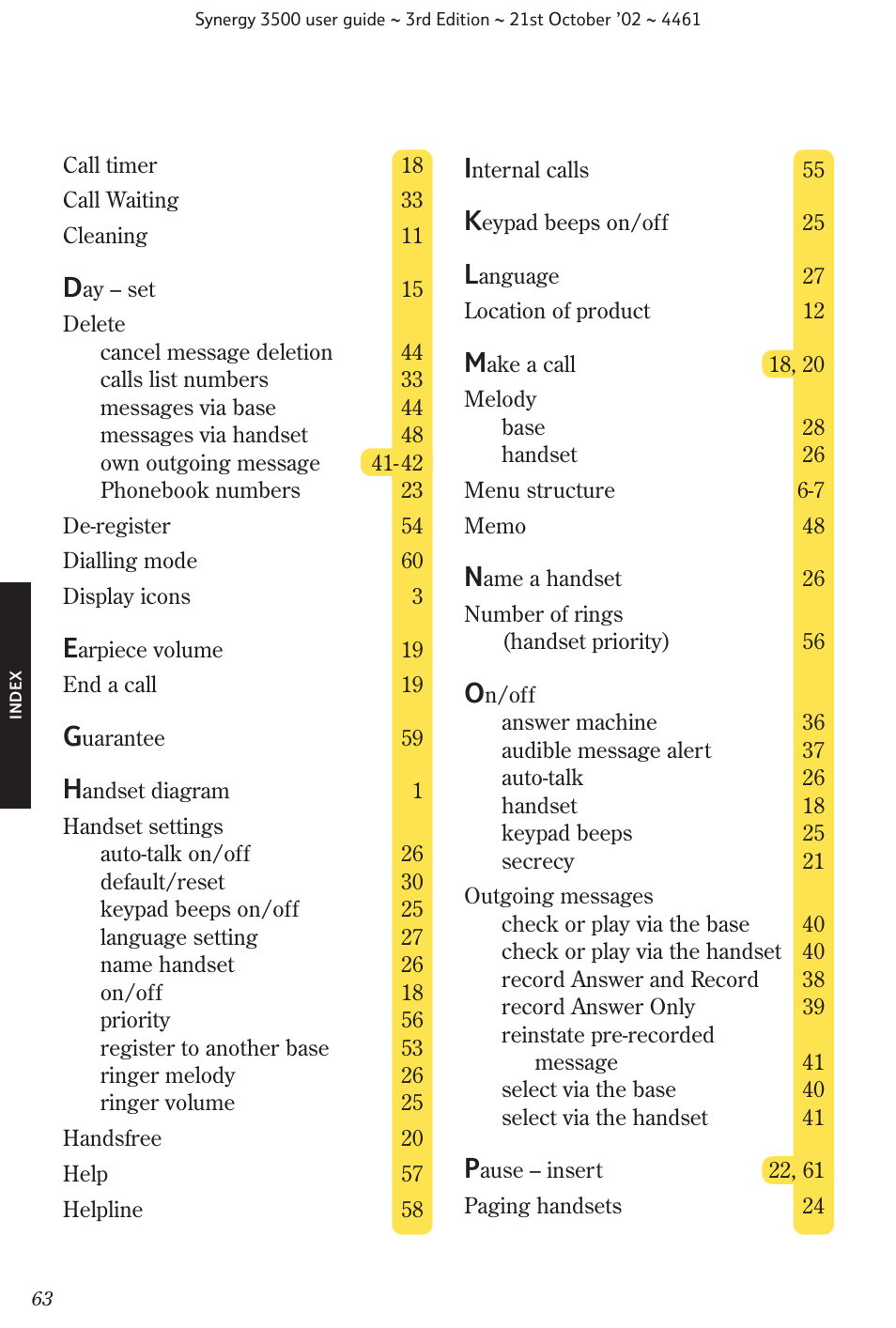 BT Synergy 3500 User Manual | Page 66 / 70