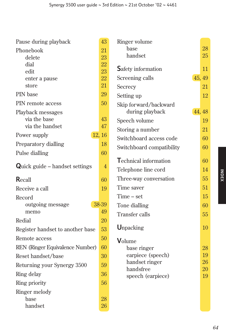 BT Synergy 3500 User Manual | Page 67 / 70