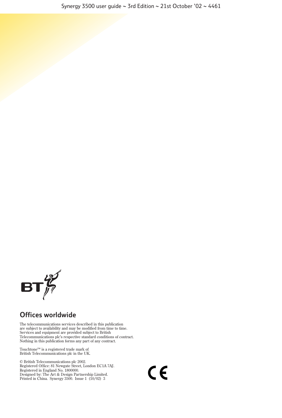 Offices worldwide | BT Synergy 3500 User Manual | Page 70 / 70