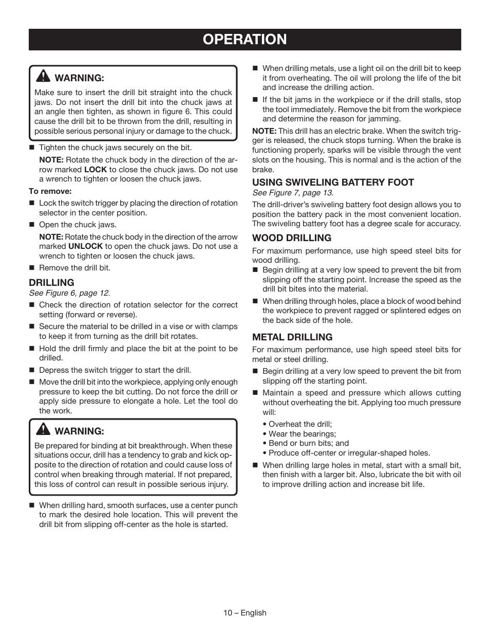 Operation | Ryobi P240 User Manual | Page 10 / 36