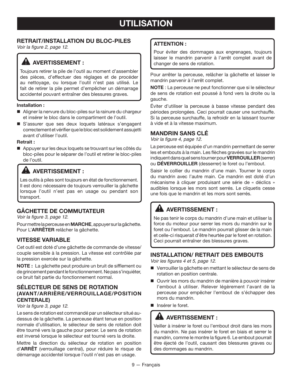 Utilisation | Ryobi P240 User Manual | Page 19 / 36