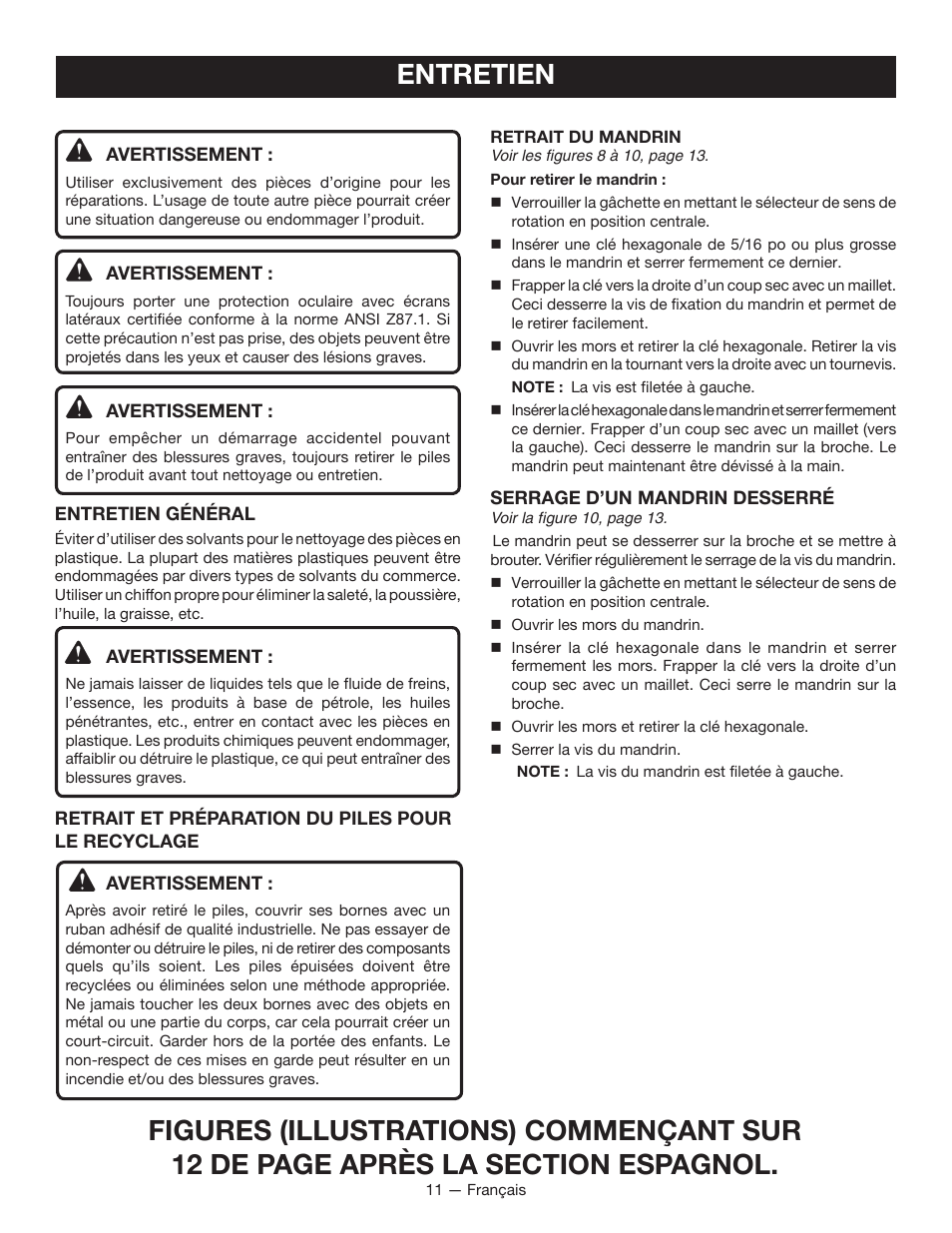 Entretien | Ryobi P240 User Manual | Page 21 / 36