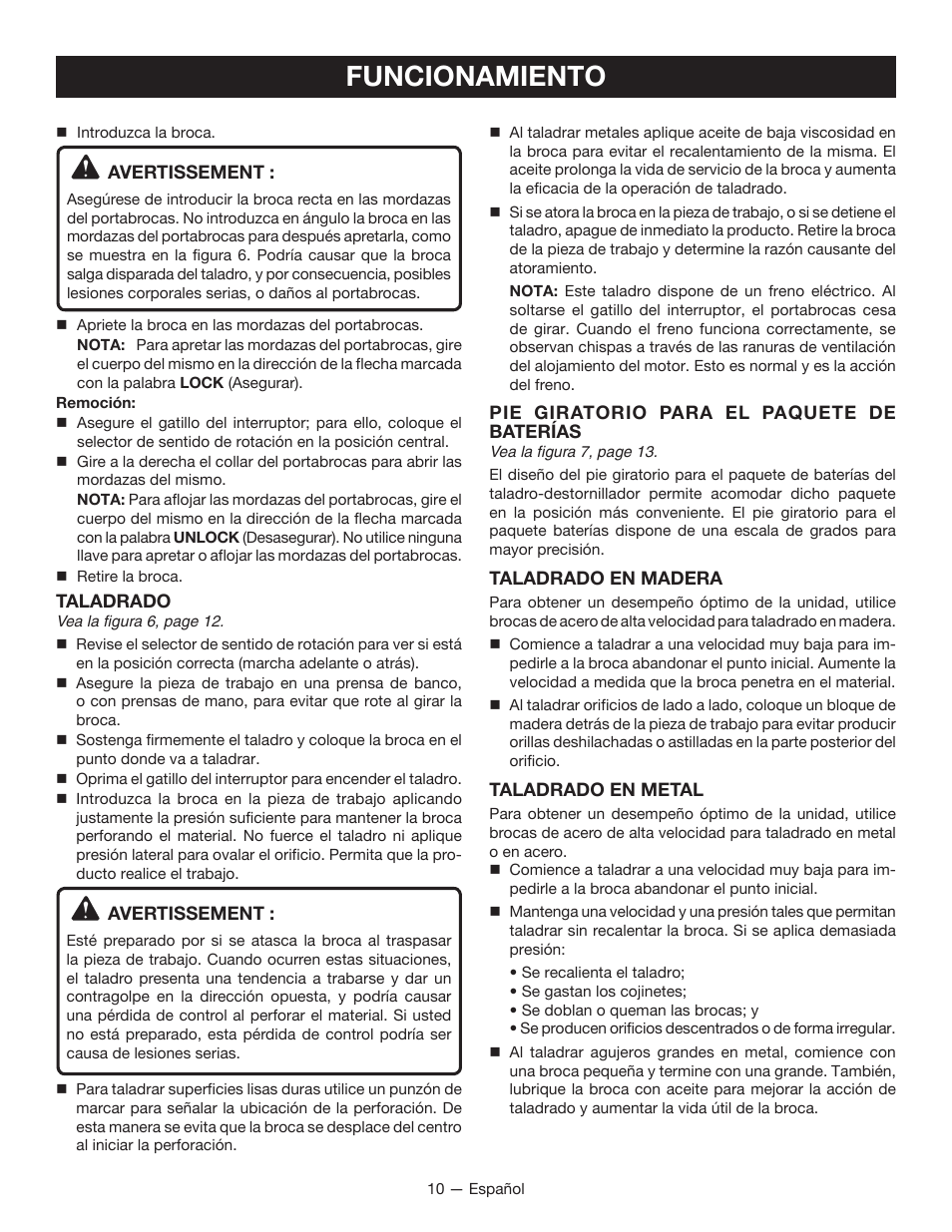 Funcionamiento | Ryobi P240 User Manual | Page 30 / 36
