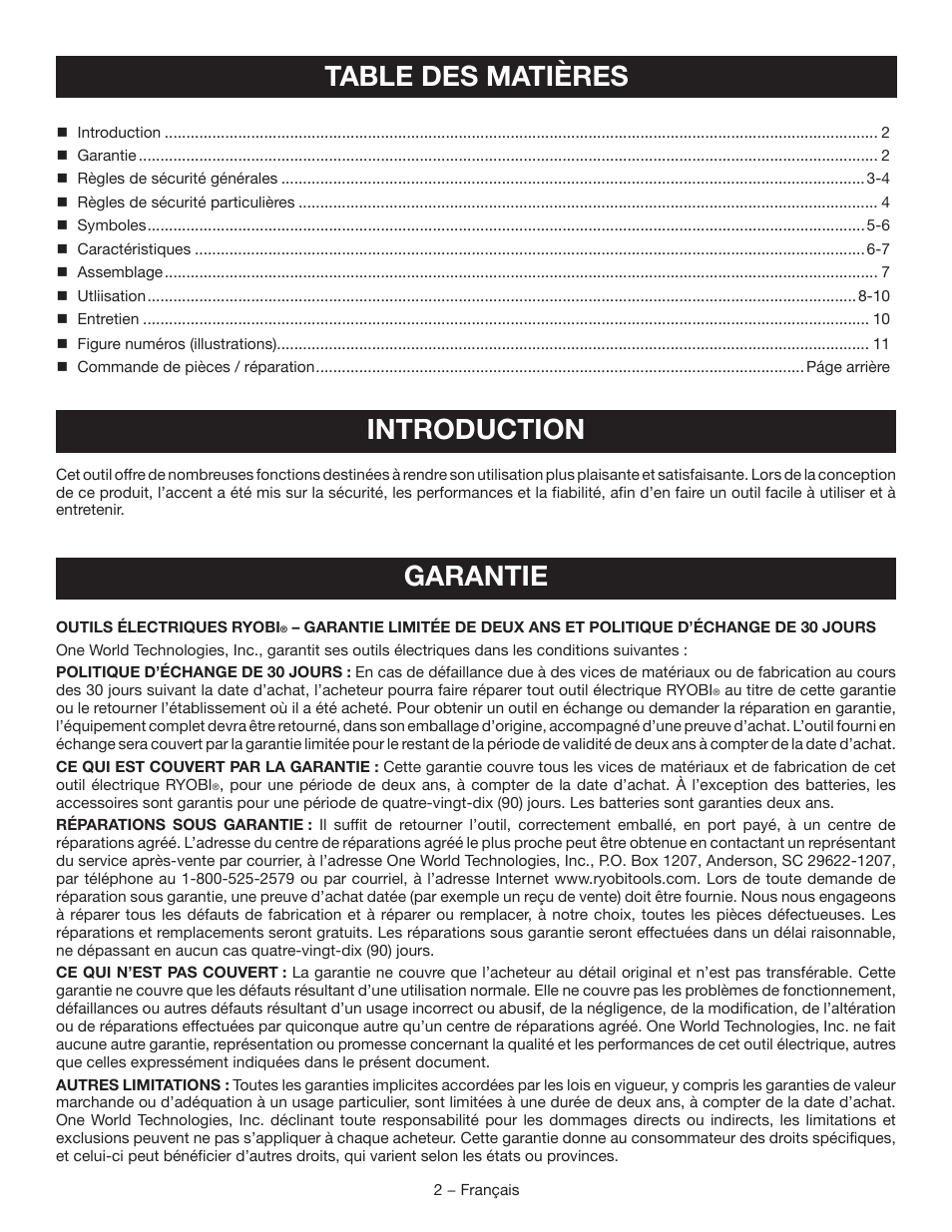Ryobi P250 User Manual | Page 11 / 32