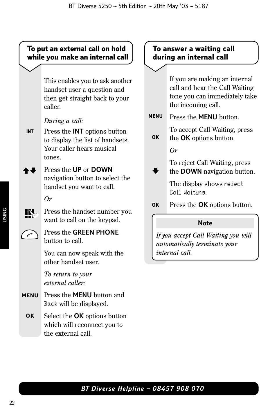 BT Diverse 5250 User Manual | Page 24 / 68