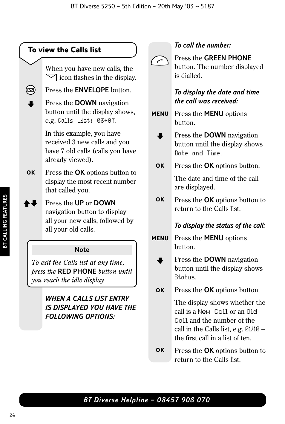 BT Diverse 5250 User Manual | Page 26 / 68