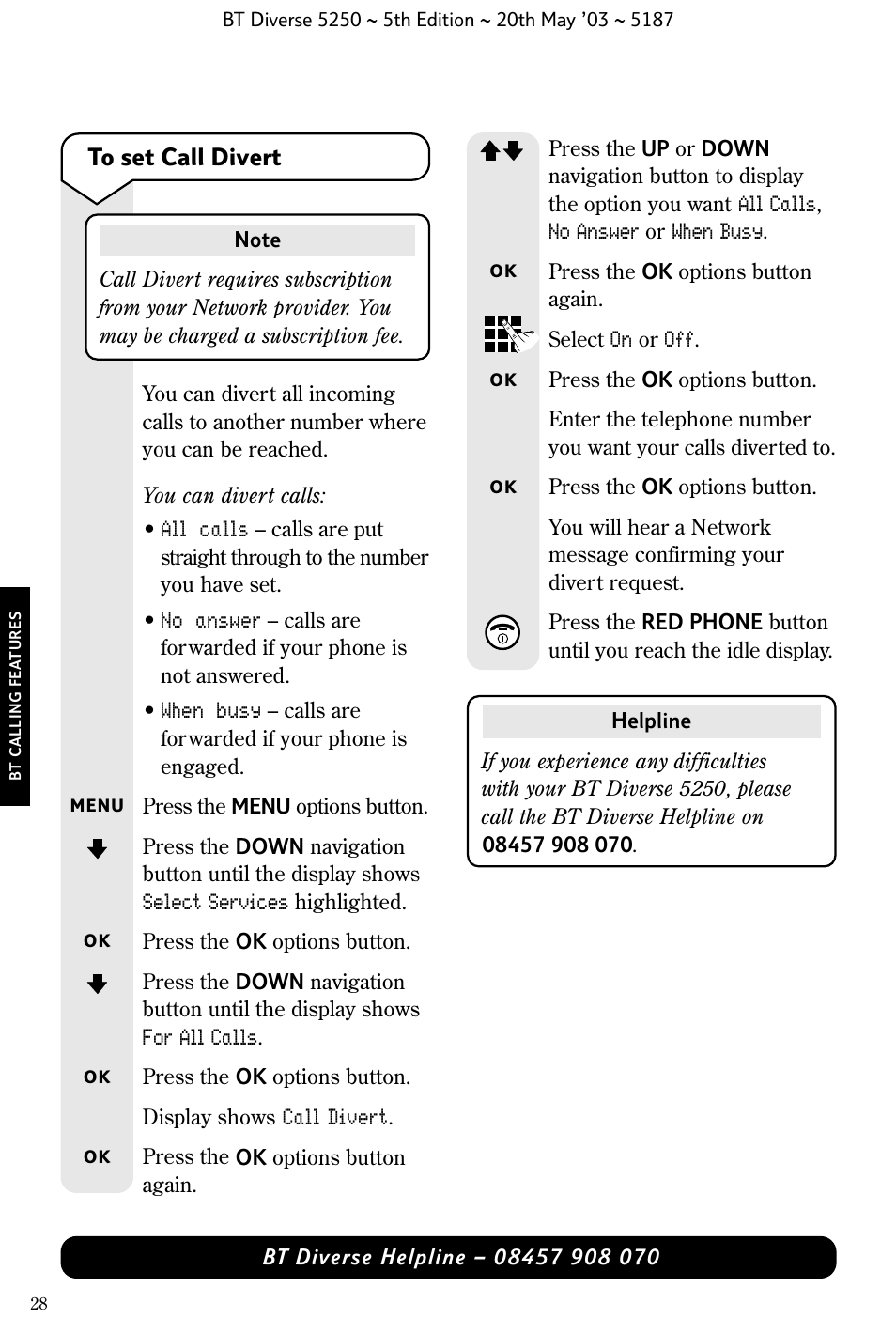 BT Diverse 5250 User Manual | Page 30 / 68