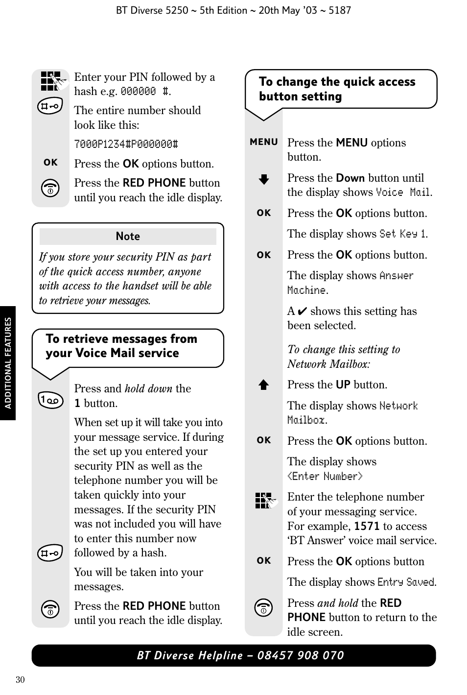 BT Diverse 5250 User Manual | Page 32 / 68