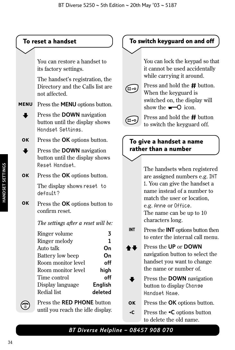 BT Diverse 5250 User Manual | Page 36 / 68