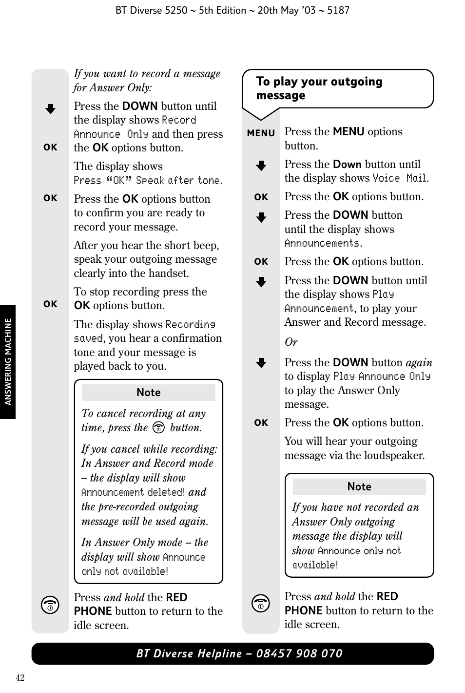 BT Diverse 5250 User Manual | Page 44 / 68