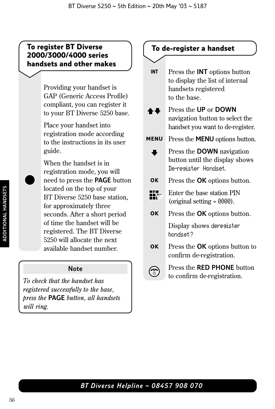 BT Diverse 5250 User Manual | Page 58 / 68