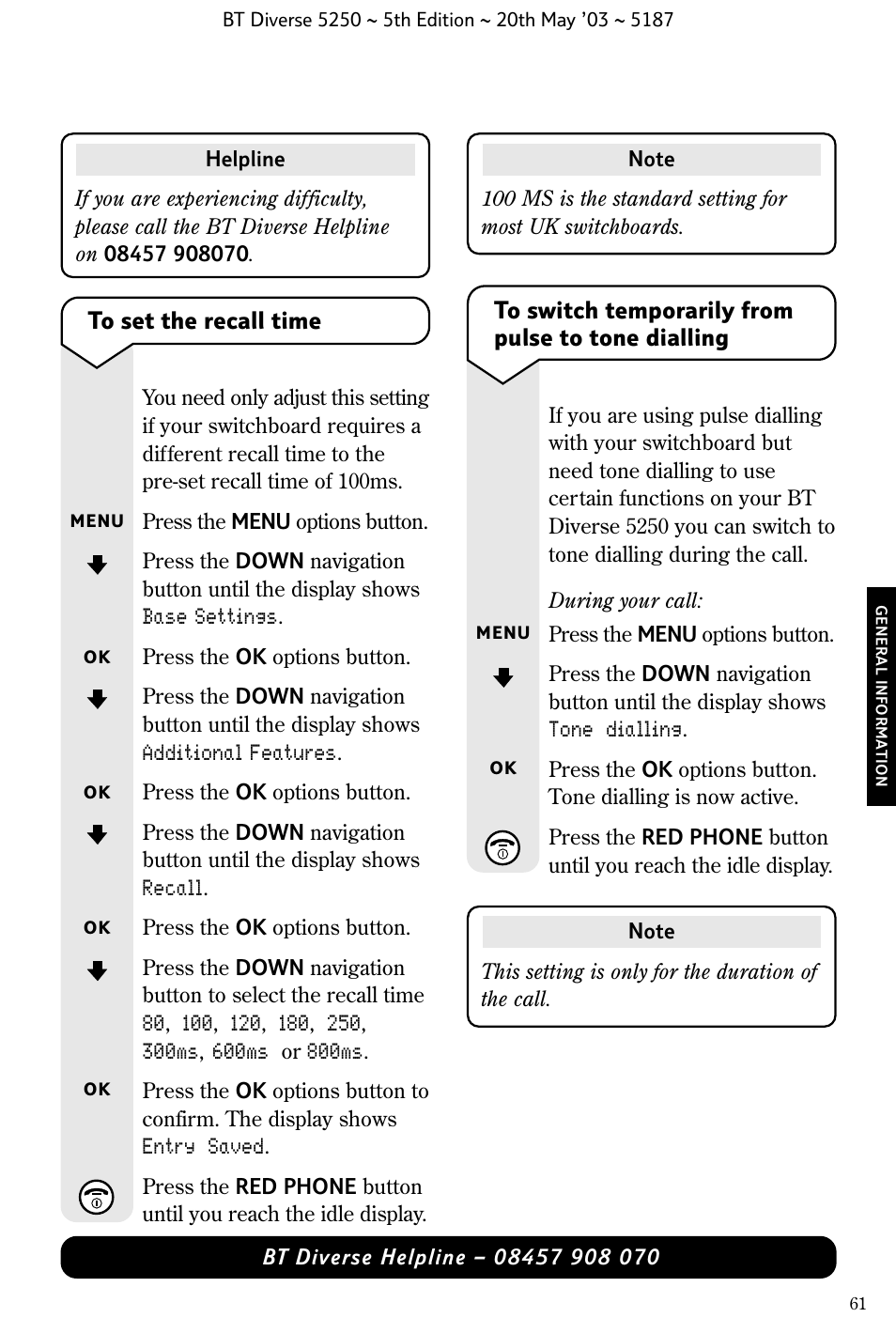 BT Diverse 5250 User Manual | Page 63 / 68