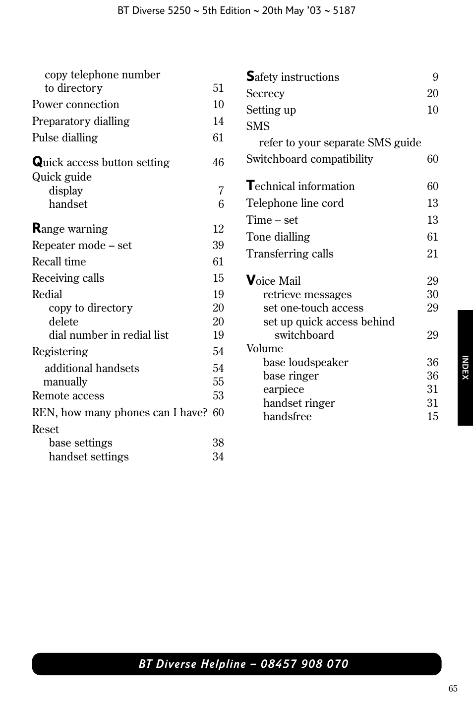 BT Diverse 5250 User Manual | Page 67 / 68