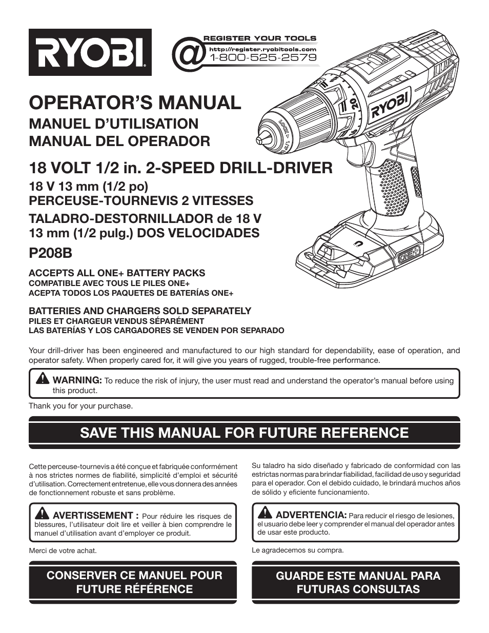 Ryobi P208B User Manual | 36 pages