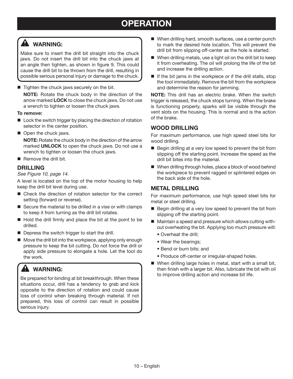 Operation | Ryobi P208B User Manual | Page 10 / 36