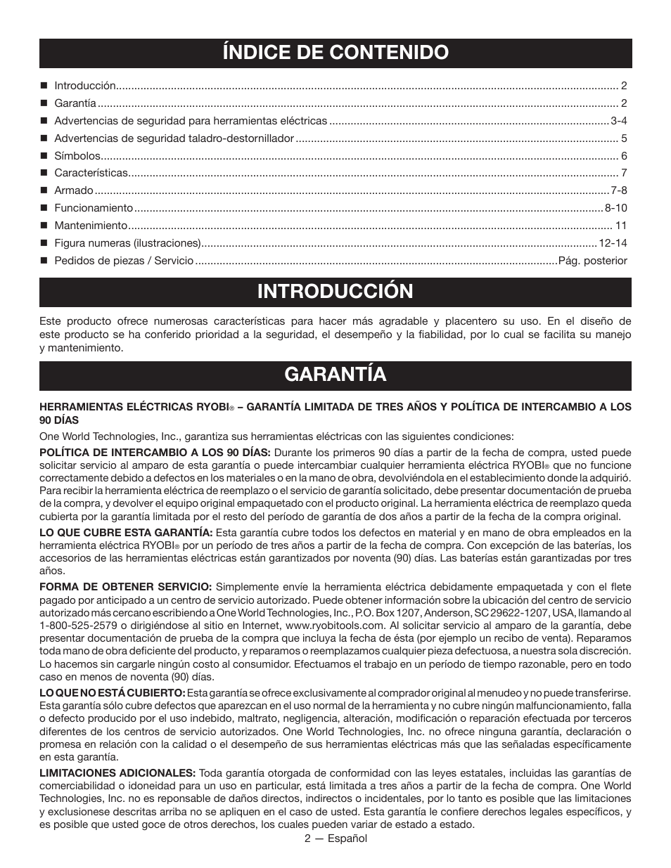 Ryobi P208B User Manual | Page 22 / 36