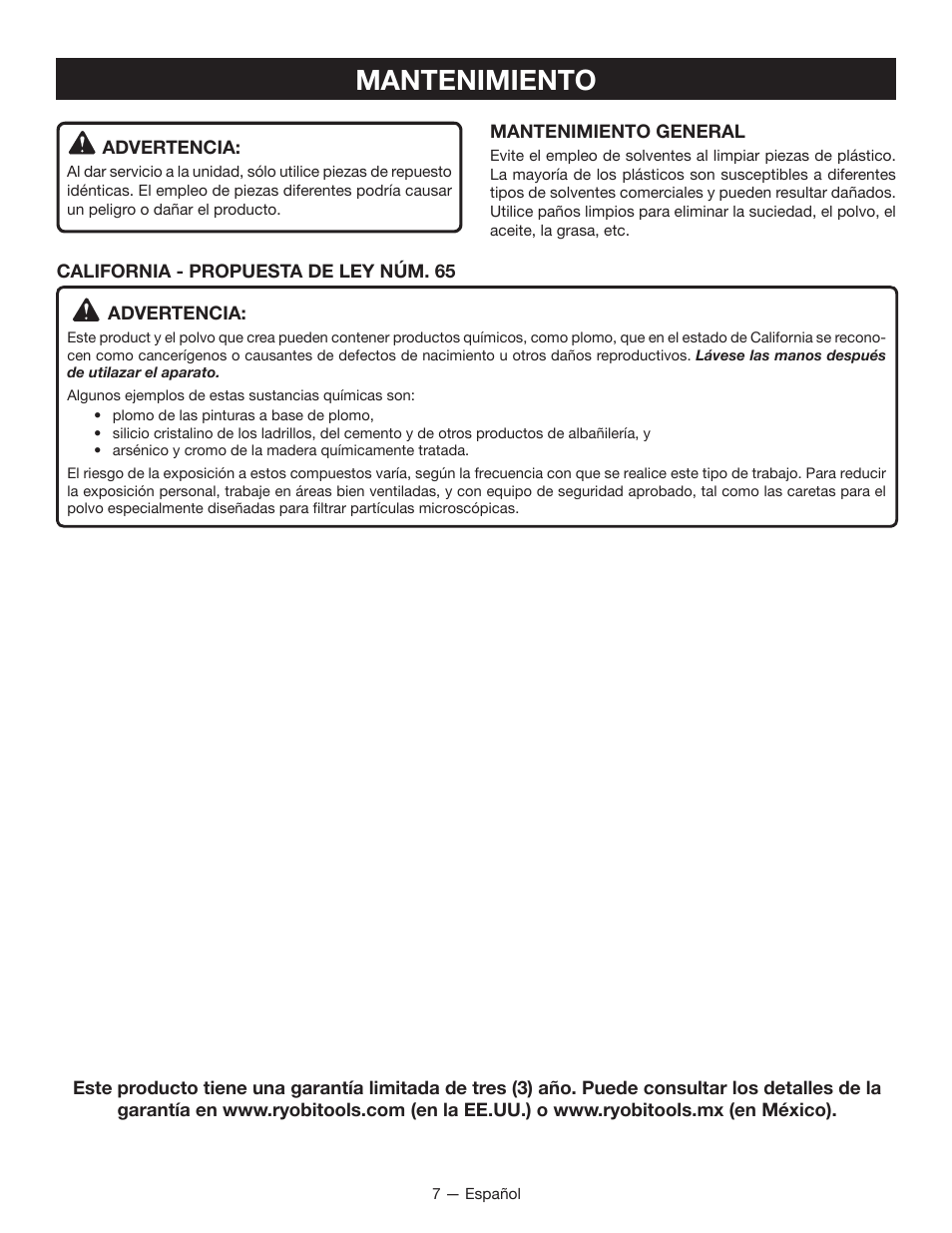 Mantenimiento | Ryobi P234G User Manual | Page 19 / 24