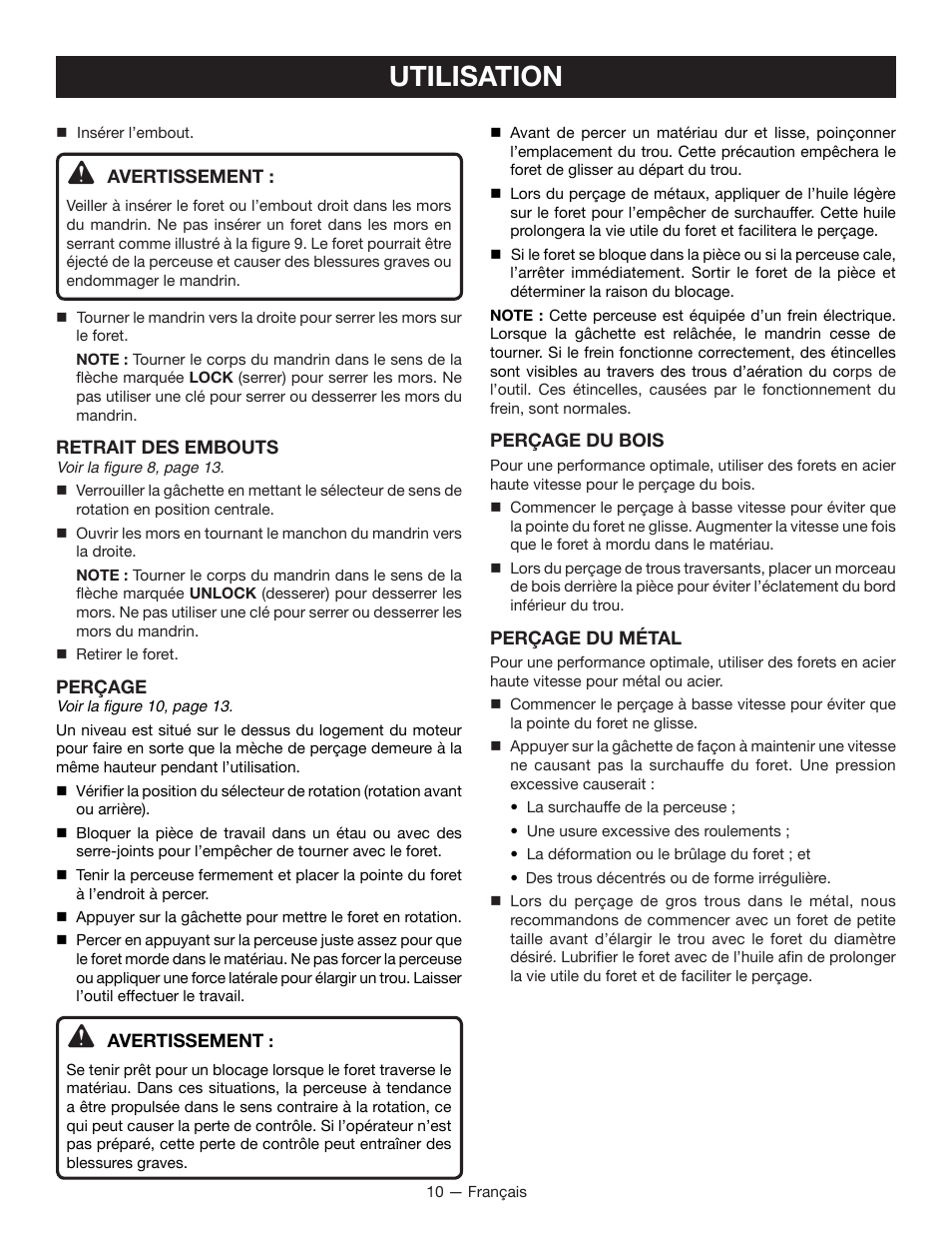 Utilisation | Ryobi P271 User Manual | Page 20 / 36