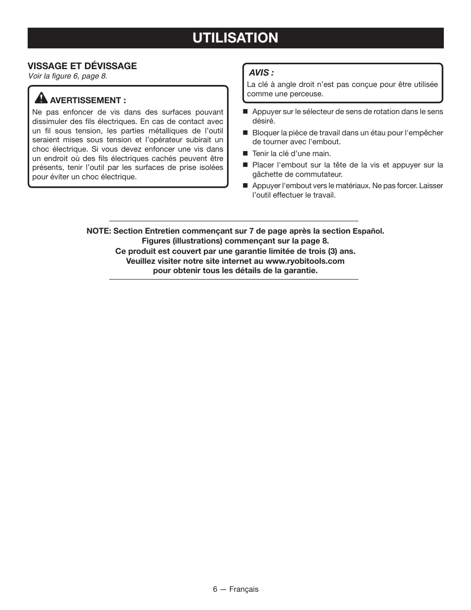 Utilisation | Ryobi HP64L User Manual | Page 11 / 20