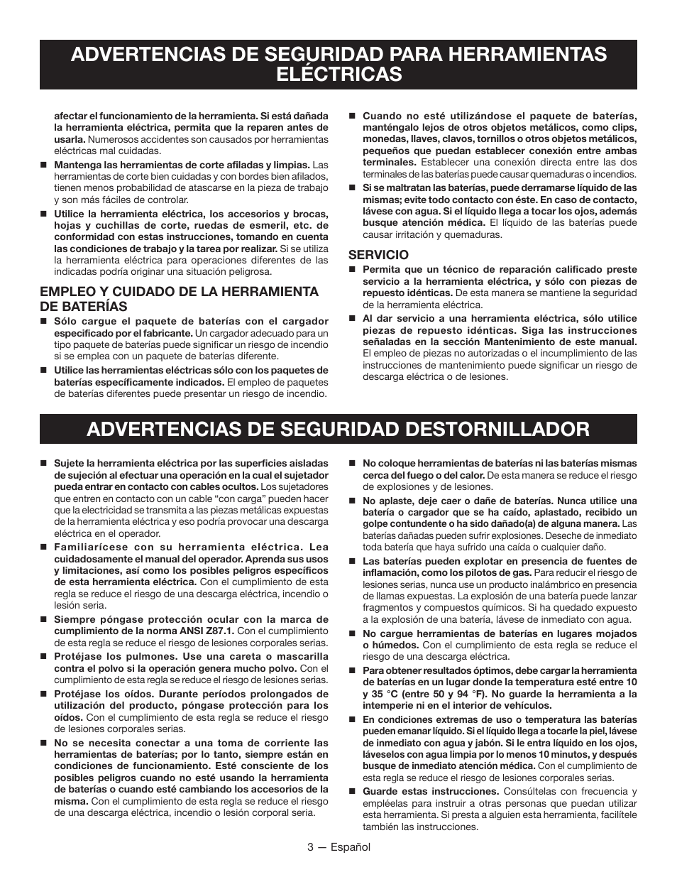 Empleo y cuidado de la herramienta de baterías | Ryobi HP64L User Manual | Page 13 / 20
