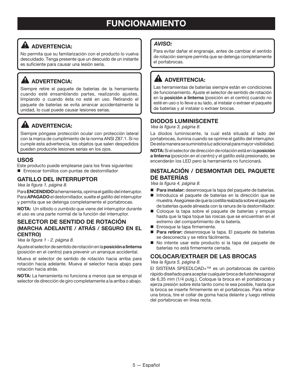 Funcionamiento | Ryobi HP64L User Manual | Page 15 / 20