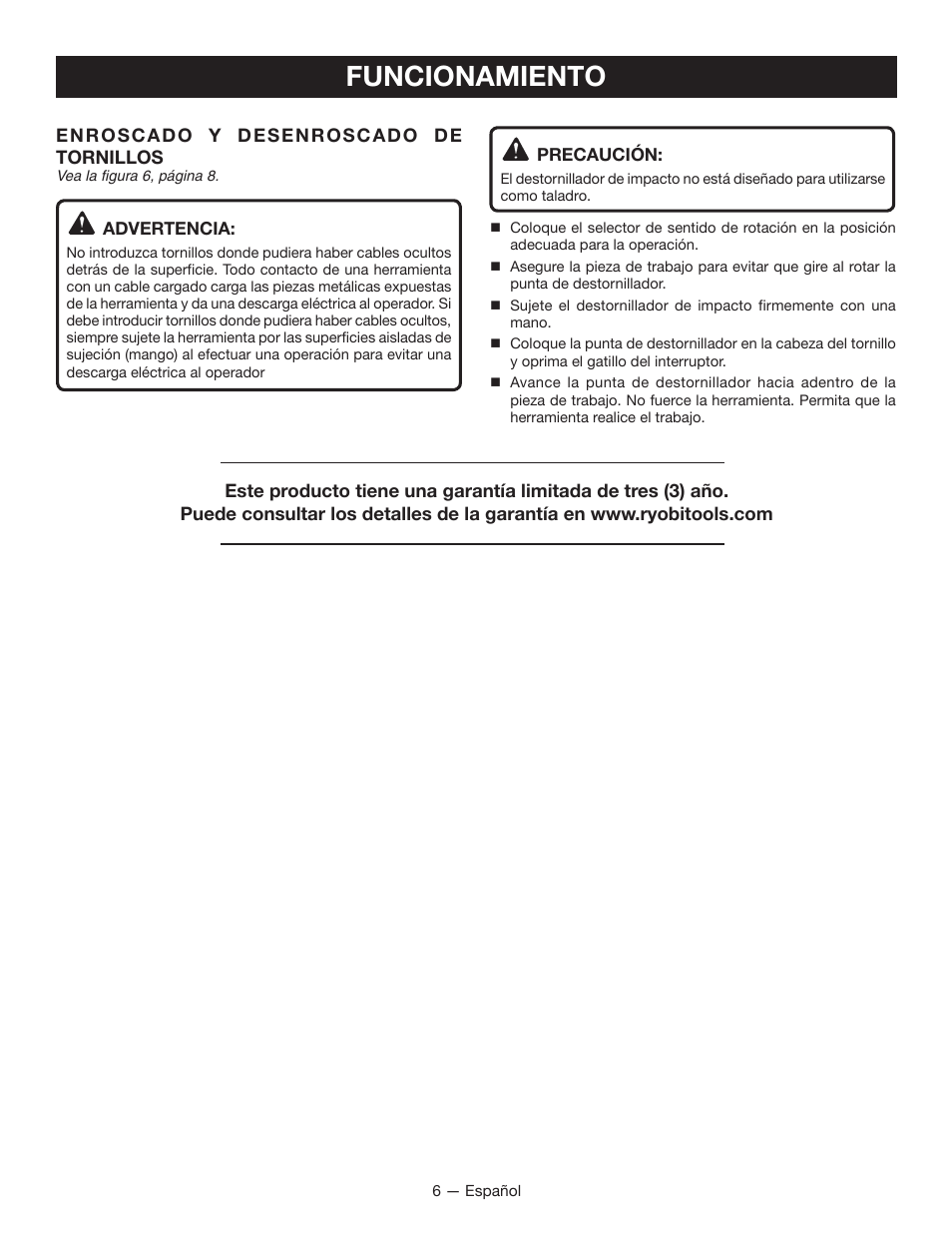 Funcionamiento | Ryobi HP64L User Manual | Page 16 / 20