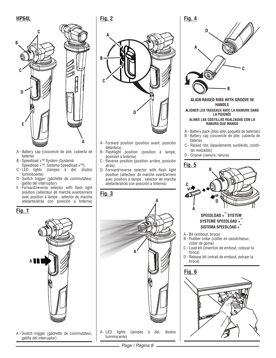Hp64l fig. 1 fig. 3, Fig. 5, Fig. 6 | Fig. 4 fig. 2 | Ryobi HP64L User Manual | Page 18 / 20
