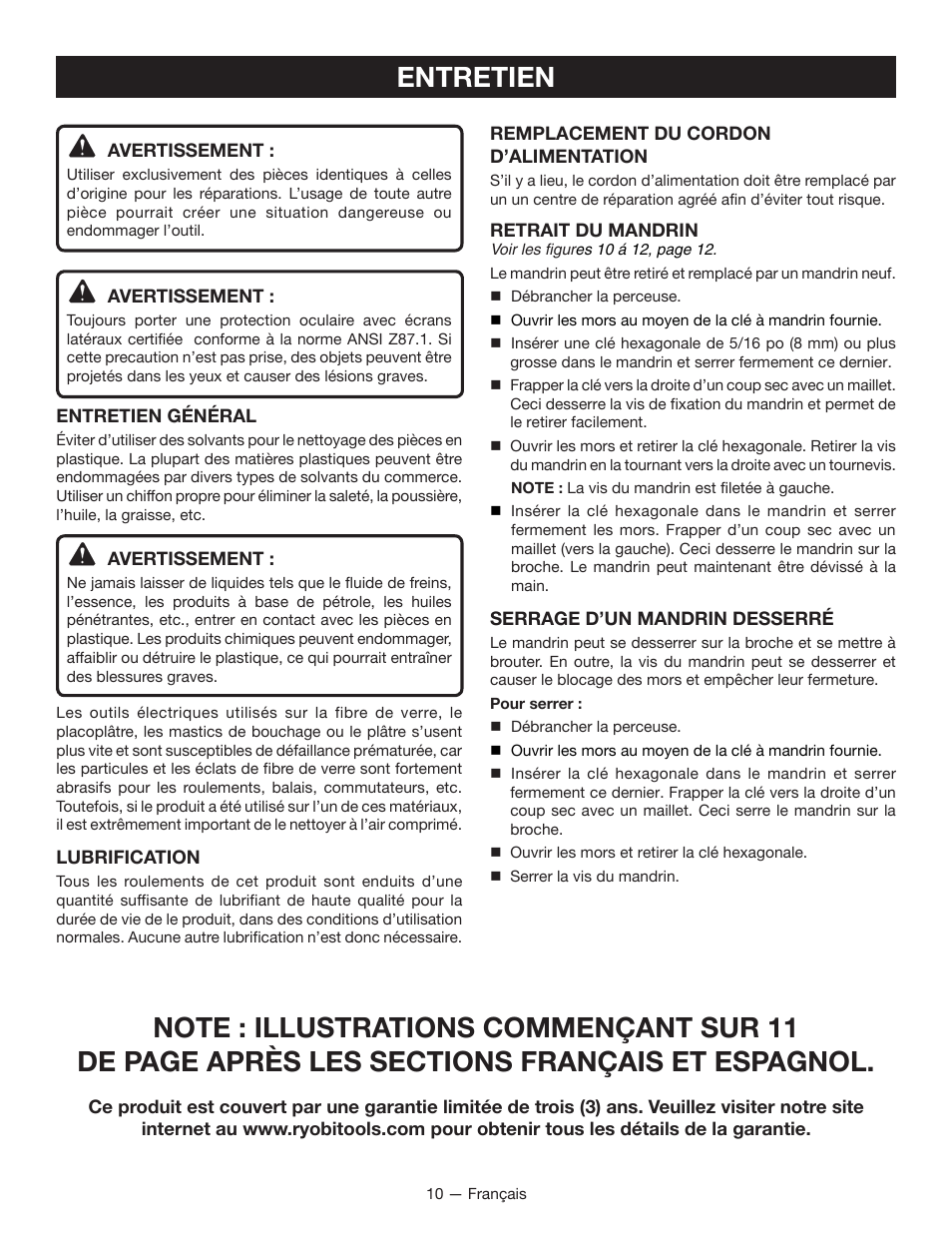 Entretien | Ryobi HD420 User Manual | Page 19 / 32