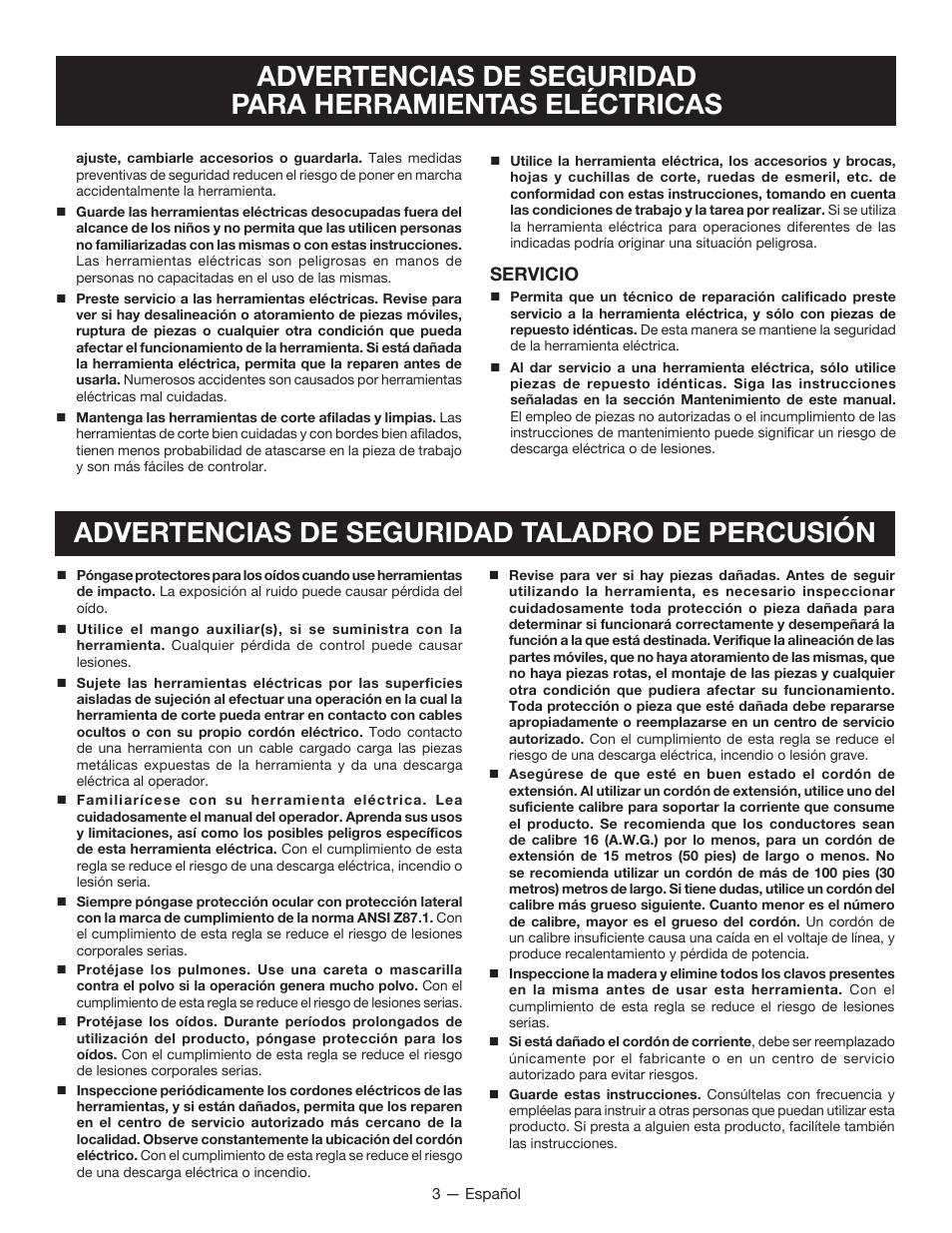 Servicio | Ryobi HD420 User Manual | Page 21 / 32