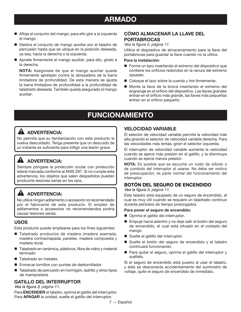 Armado, Funcionamiento | Ryobi HD420 User Manual | Page 25 / 32