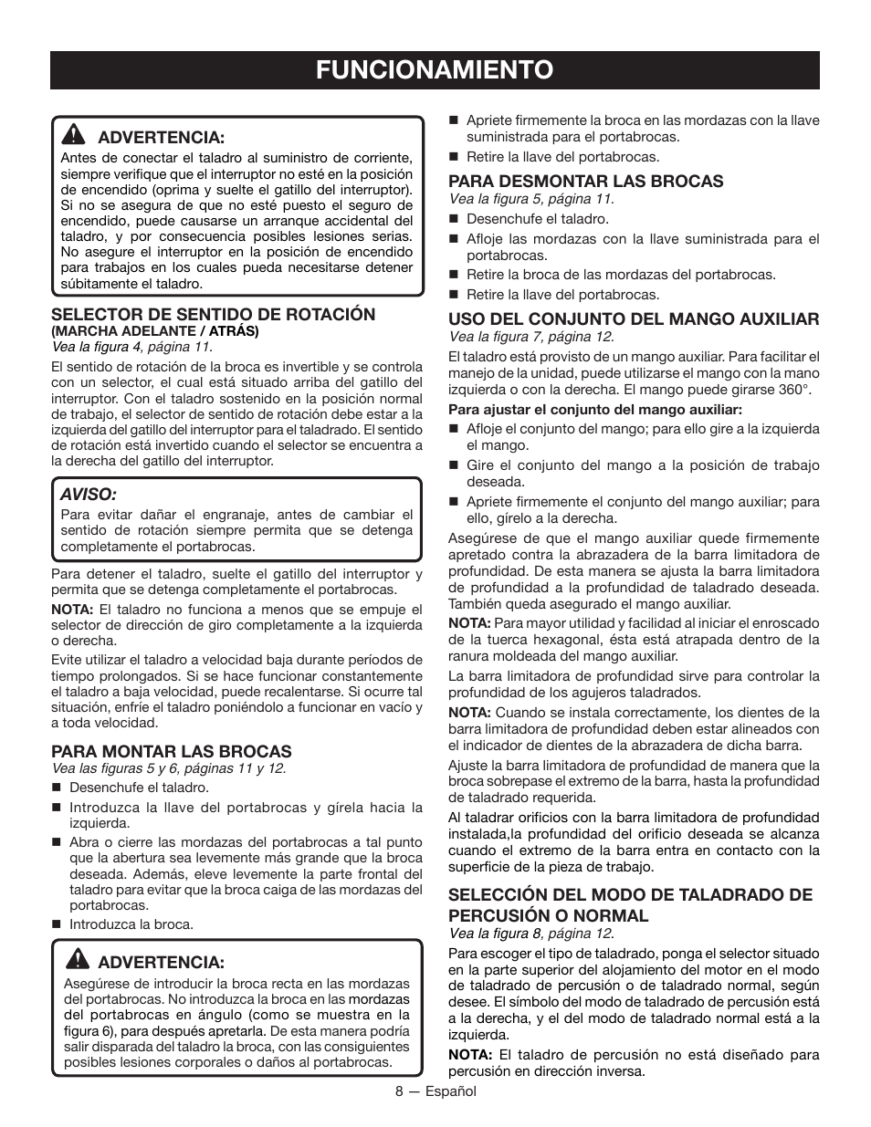 Funcionamiento | Ryobi HD420 User Manual | Page 26 / 32