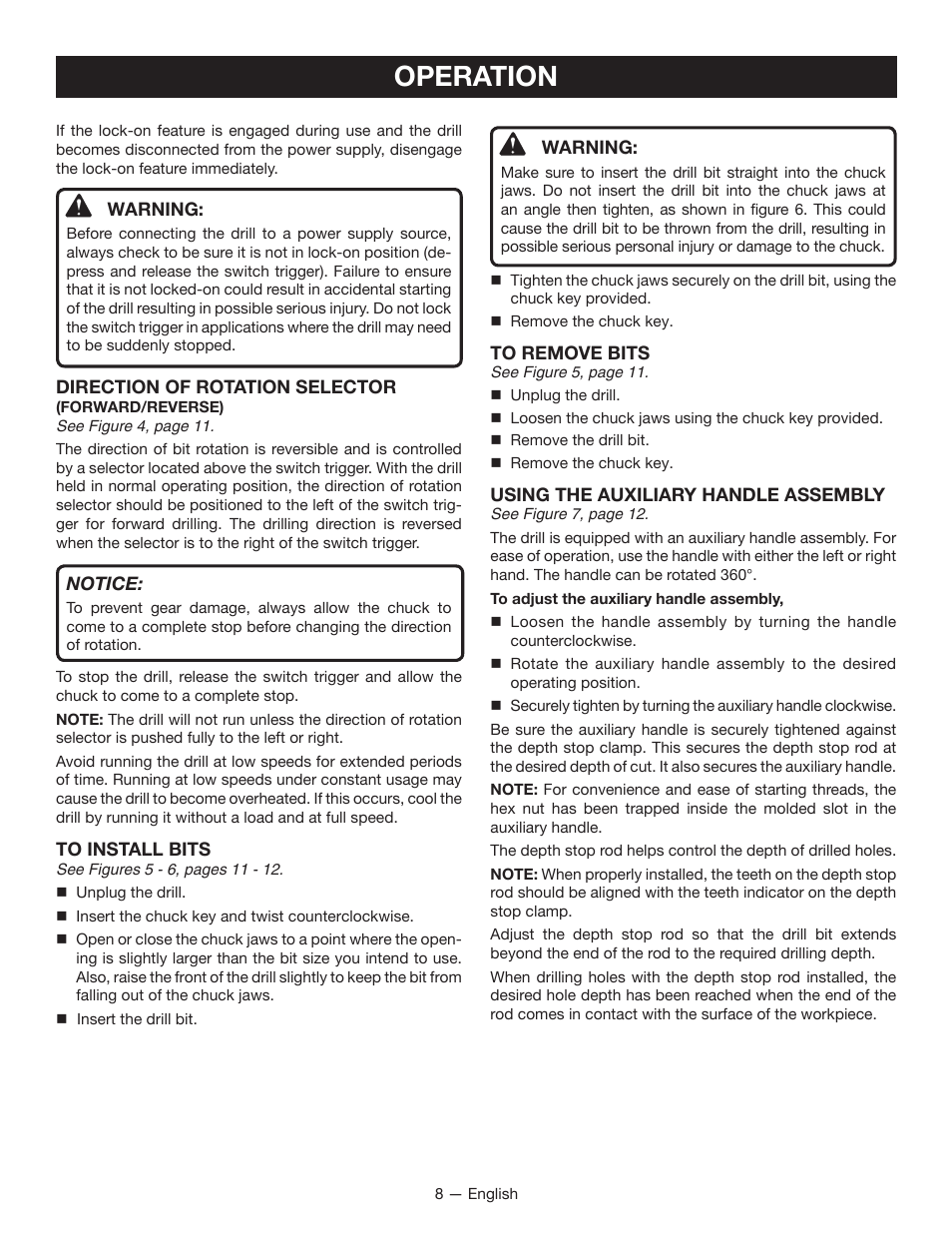 Operation | Ryobi HD420 User Manual | Page 8 / 32