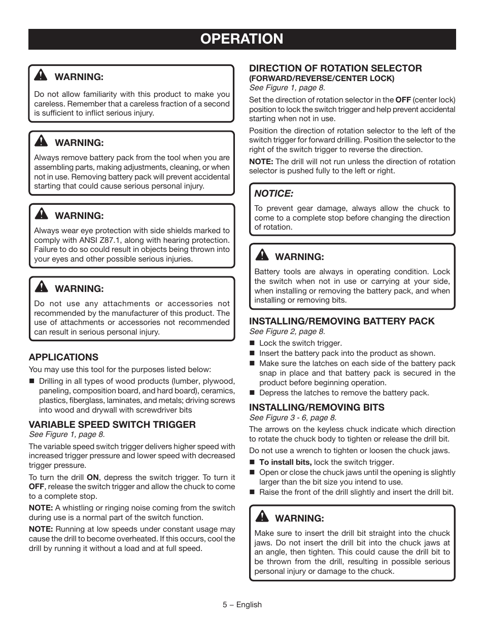 Operation | Ryobi HJP003 User Manual | Page 5 / 24