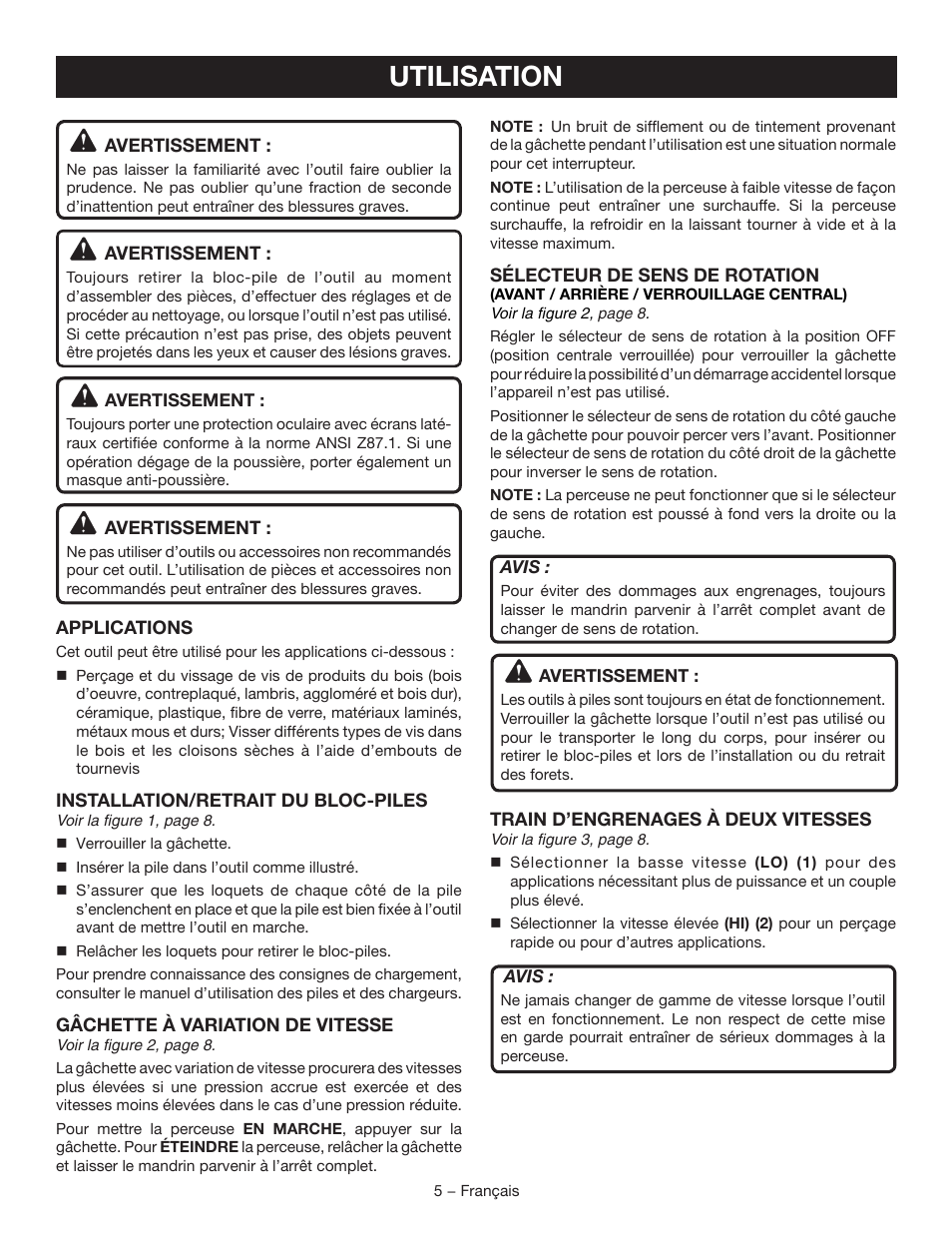 Utilisation | Ryobi P209 User Manual | Page 11 / 24