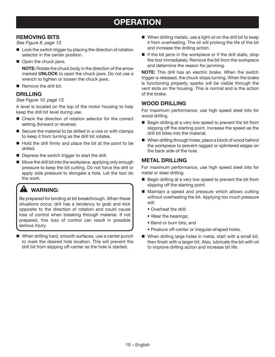 Operation | Ryobi P270G User Manual | Page 10 / 36
